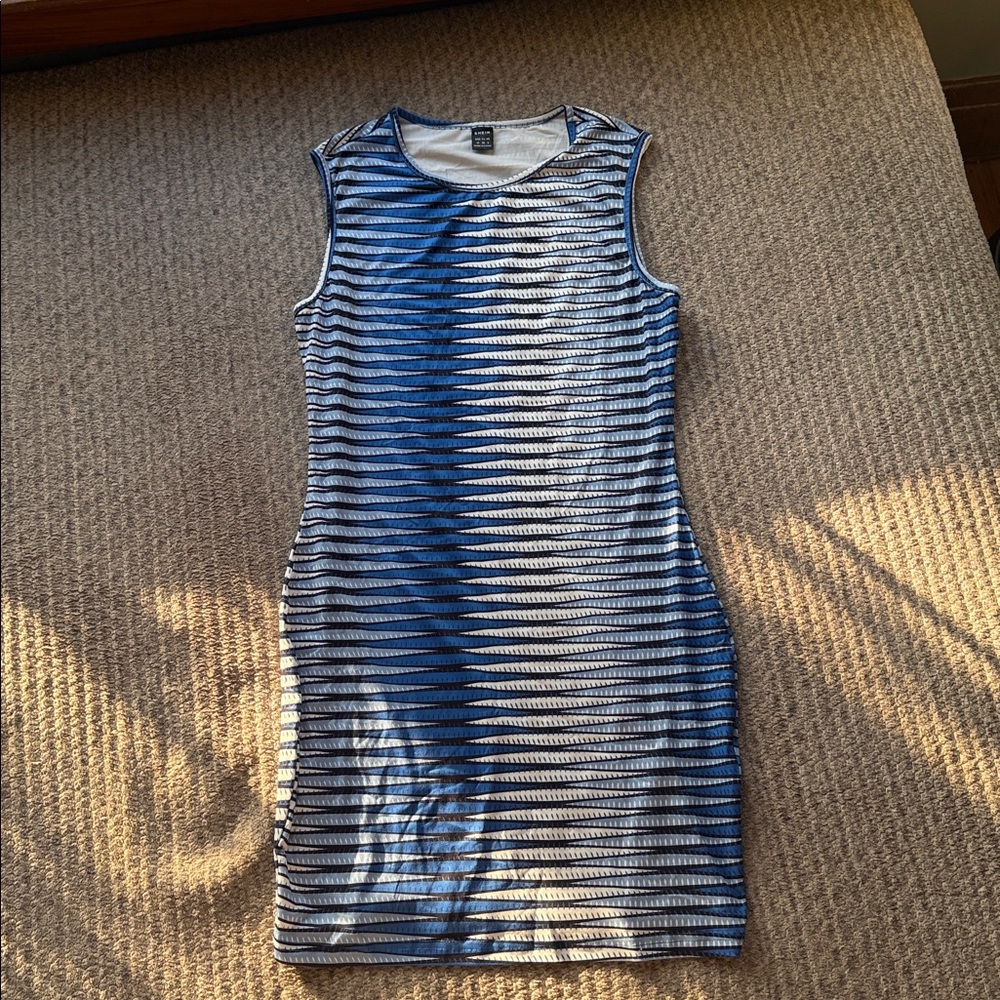 SHEIN Blue and White Striped Mini Dress